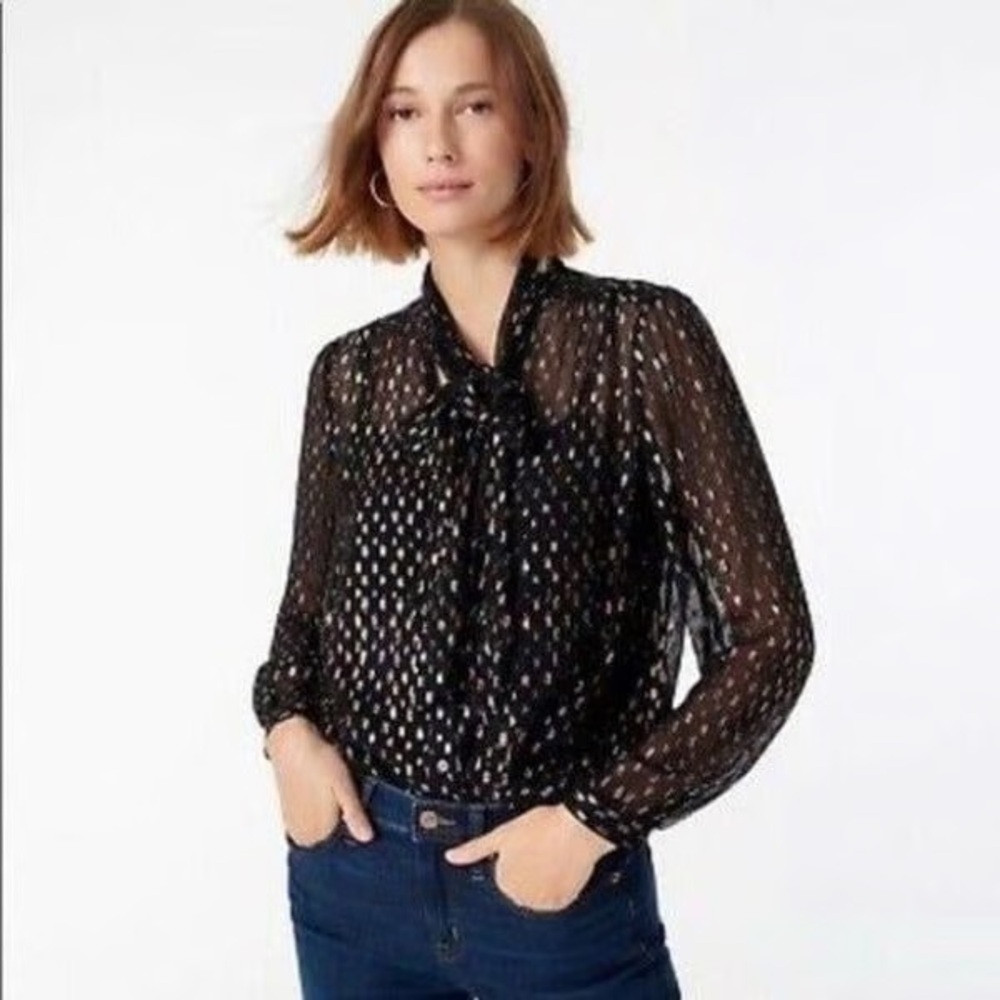 J.Crew Black Top with Multicolor Accents